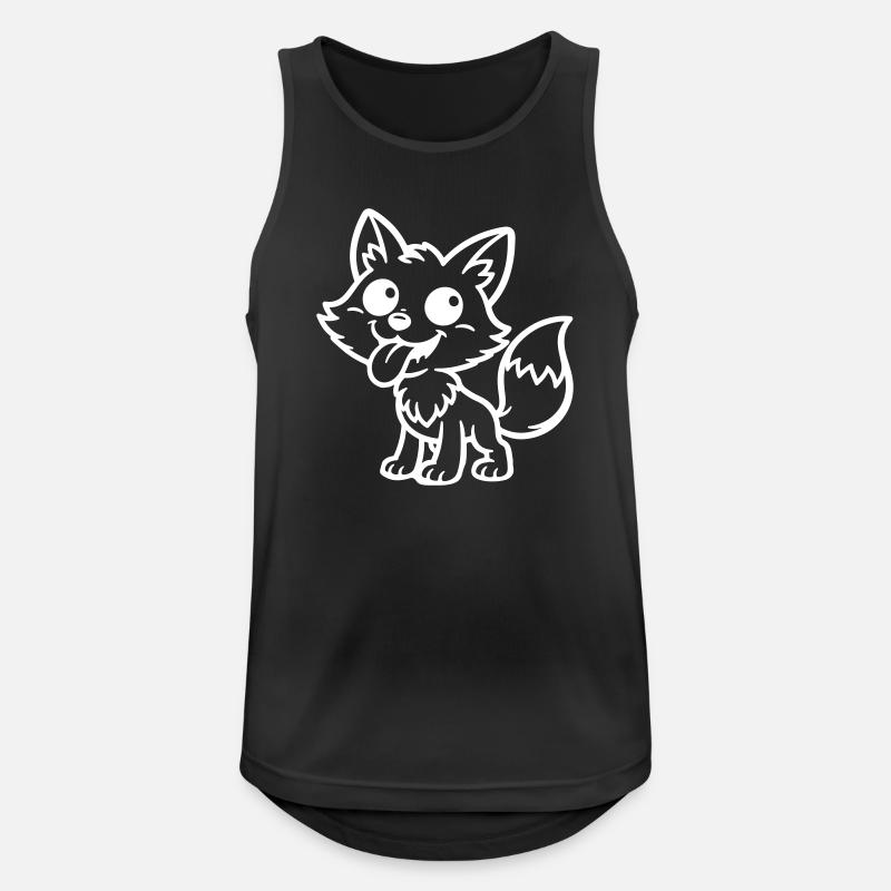 Fuchs Comic Lustig - Männer Tank Top atmungsaktiv - Schwarz