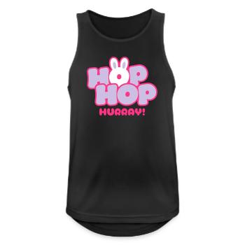 Hop Hop Hourra | Motif de la jolie phrase de lapin - Débardeur respirant Homme - noir - Devant - Nick (188cm)