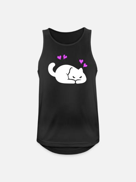 Katze Liebe - Männer Tank Top atmungsaktiv - Schwarz