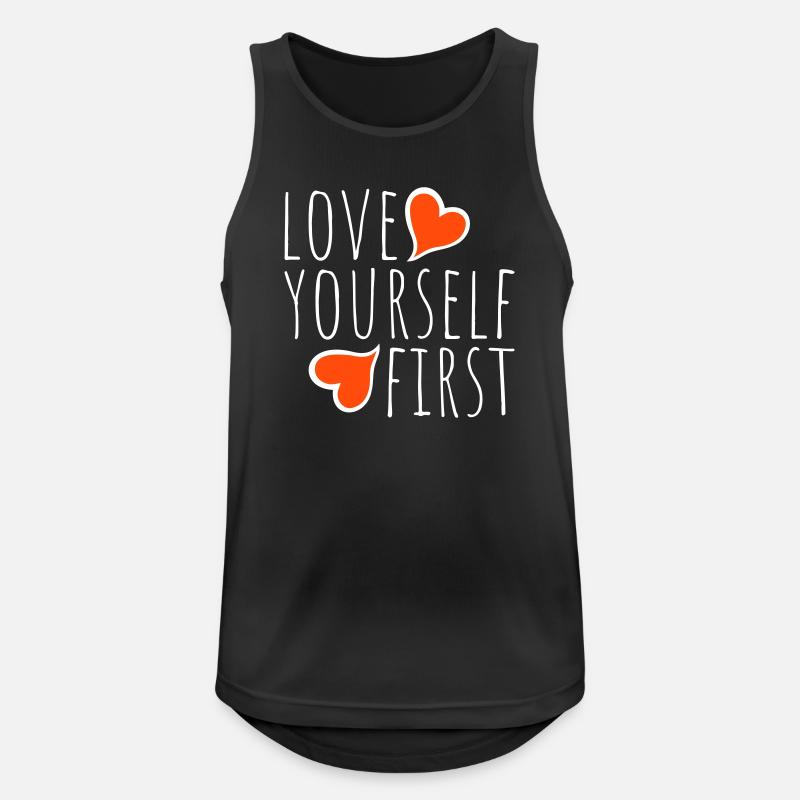 Love Yourself First Selbstliebe Selbstfürsorge - Männer Tank Top atmungsaktiv - Schwarz