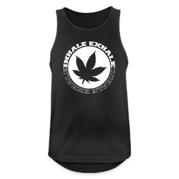 Logo rond de feuilles de cannabis - Débardeur respirant Homme - noir - Devant - Nick (188cm)