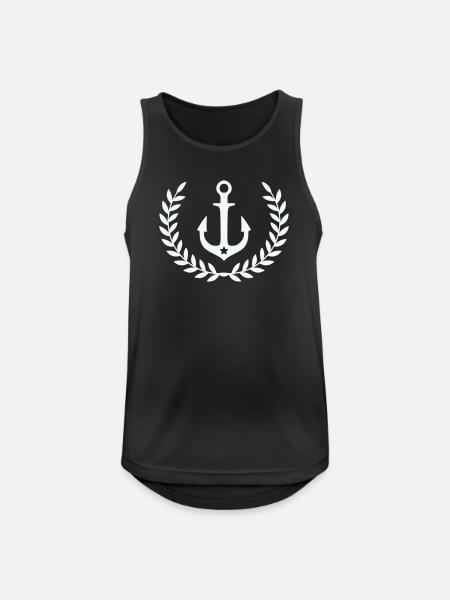Anker im Lorbeerkranz - Männer Tank Top atmungsaktiv - Schwarz