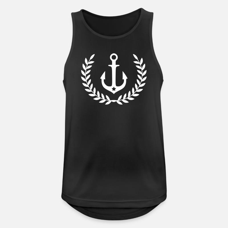 Anker im Lorbeerkranz - Männer Tank Top atmungsaktiv - Schwarz