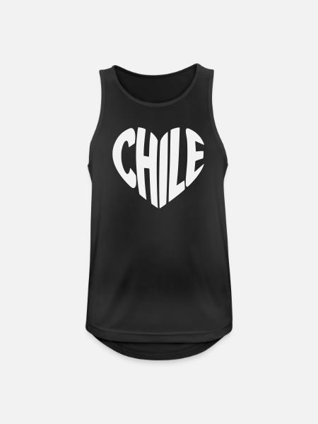 Chile Herz Typografie Design - Männer Tank Top atmungsaktiv - Schwarz