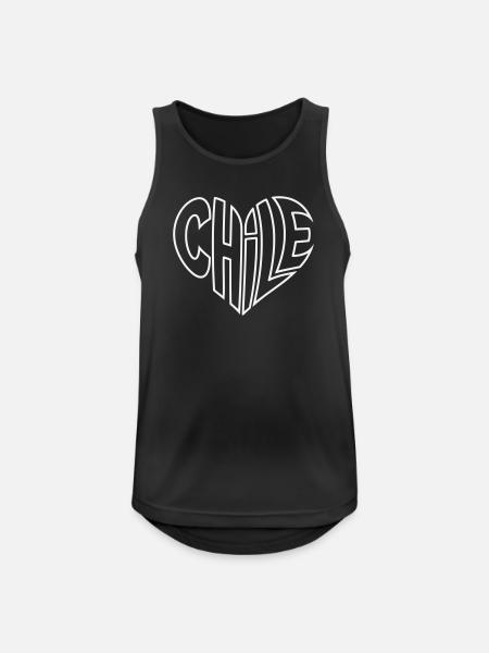 Chile Herz Typo - Männer Tank Top atmungsaktiv - Schwarz