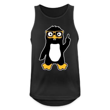 Penguin Nerd Glasses Index Finger Smug Lus - Men's Breathable Tank Top - black - Front - Nick (188cm)