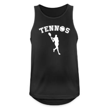 Silhouette de tennis avec balle - Police rétro - Débardeur respirant Homme - noir - Devant - Nick (188cm)