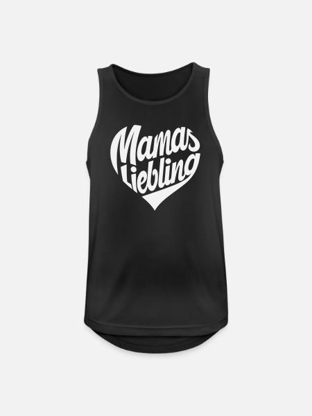 Mamas Liebling Herzdesign - Männer Tank Top atmungsaktiv - Schwarz