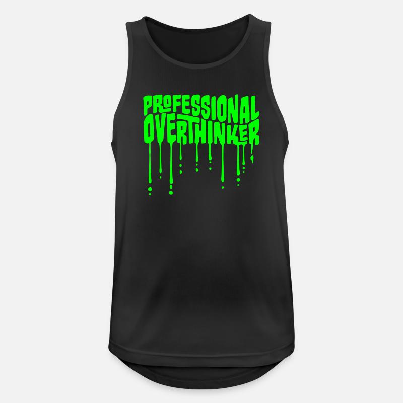 Professional Overthinker Funny Brooding Anxiety Logo - Men's Breathable Tank Top - black