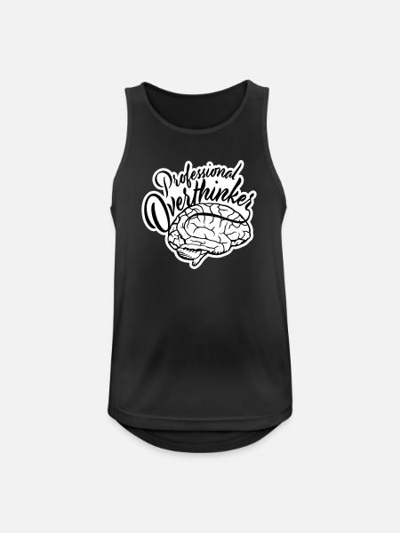 Professional Overthinker Funny Brooding Anxiety Logo - Men's Breathable Tank Top - black