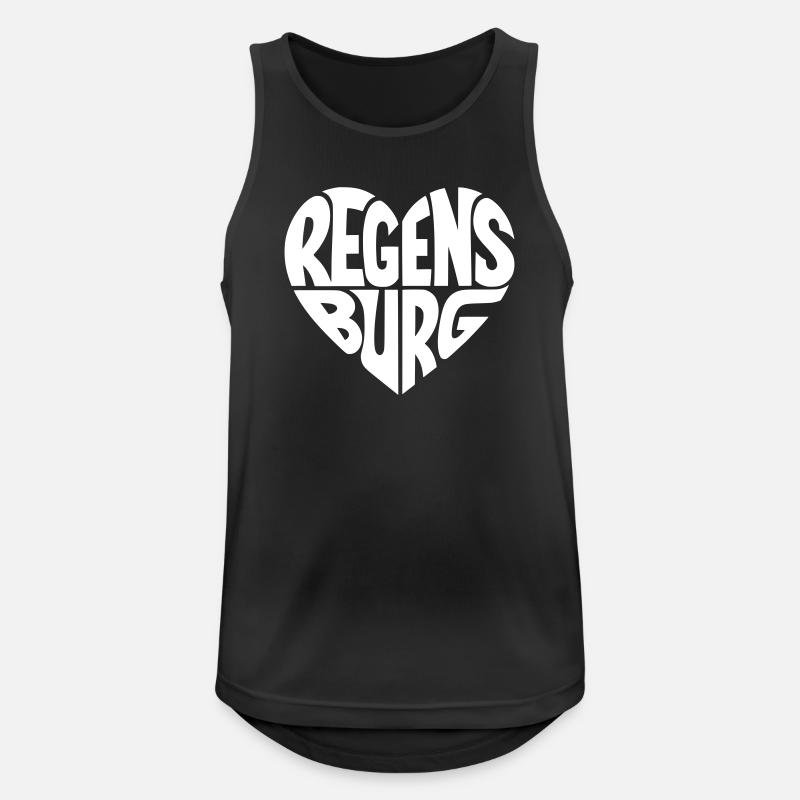 Regensburg Herzdesign - Männer Tank Top atmungsaktiv - Schwarz