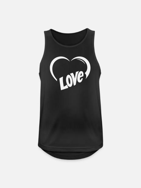 Heart Love Graphic - Men's Breathable Tank Top - black