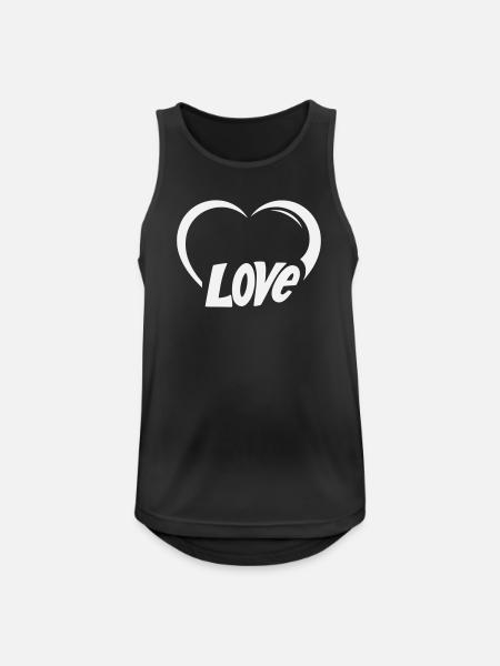 Heart Love Lettering - Men's Breathable Tank Top - black