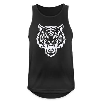 Motif stylisé de tête de tigre - Débardeur respirant Homme - noir - Devant - Nick (188cm)