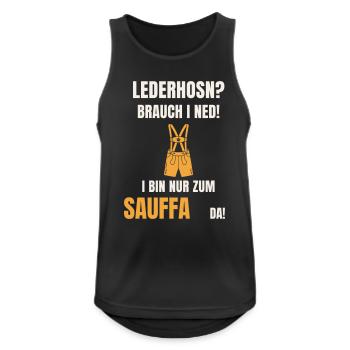 Lederhosn Brauch i ned - Sauffa Spruch Tracht - Männer Tank Top atmungsaktiv - Schwarz - Vorne - Nick (188cm)