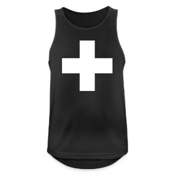 Schweizerkreuz, weisses Kreuz, Schweizer Fahne - Männer Tank Top atmungsaktiv - Schwarz - Vorne - Nick (188cm)