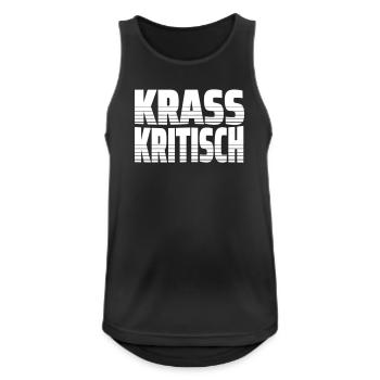 Krass Kritisch - Krasser Linientext mit Streifen - Männer Tank Top atmungsaktiv - Schwarz - Vorne - Nick (188cm)