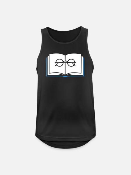 Buch und Brille Outline - Männer Tank Top atmungsaktiv - Schwarz