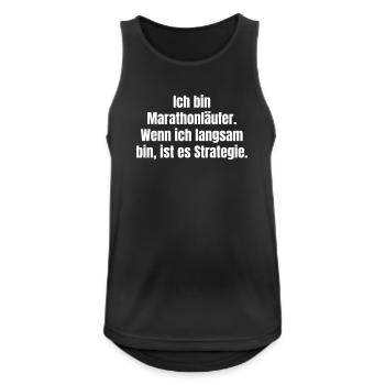 Marathonläufer-Strategie: Geduld als Taktik - Männer Tank Top atmungsaktiv - Schwarz - Vorne - Nick (188cm)