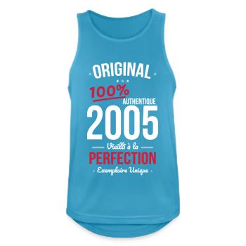 20 Year Anniversary - Original 2005 - Men's Breathable Tank Top - sapphire blue - Front - Nick (188cm)