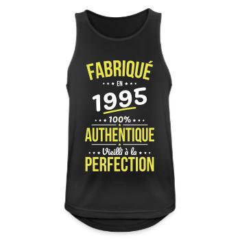 Anniversaire 30 ans - Fabriqué en 1995 - Débardeur respirant Homme - noir - Devant - Nick (188cm)
