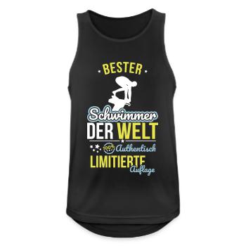 Meilleur nageur du monde - 100 % authentique - Débardeur respirant Homme - noir - Devant - Nick (188cm)