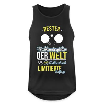 Bester Tischtennisspieler - 100% Authentisch - Männer Tank Top atmungsaktiv - Schwarz - Vorne - Nick (188cm)