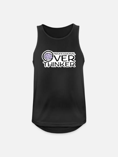 Professional Overthinker Funny Brooding Anxiety Logo - Men's Breathable Tank Top - black