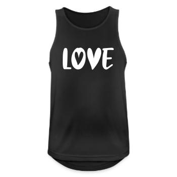 Love Heart White Handwriting Valentine's Day Love Couple - Men's Breathable Tank Top - black - Front - Nick (188cm)
