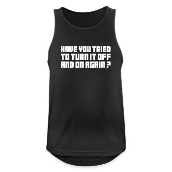 Turning It Off – Nerd Geek Computer Support TBBT - Männer Tank Top atmungsaktiv - Schwarz - Vorne - Nick (188cm)