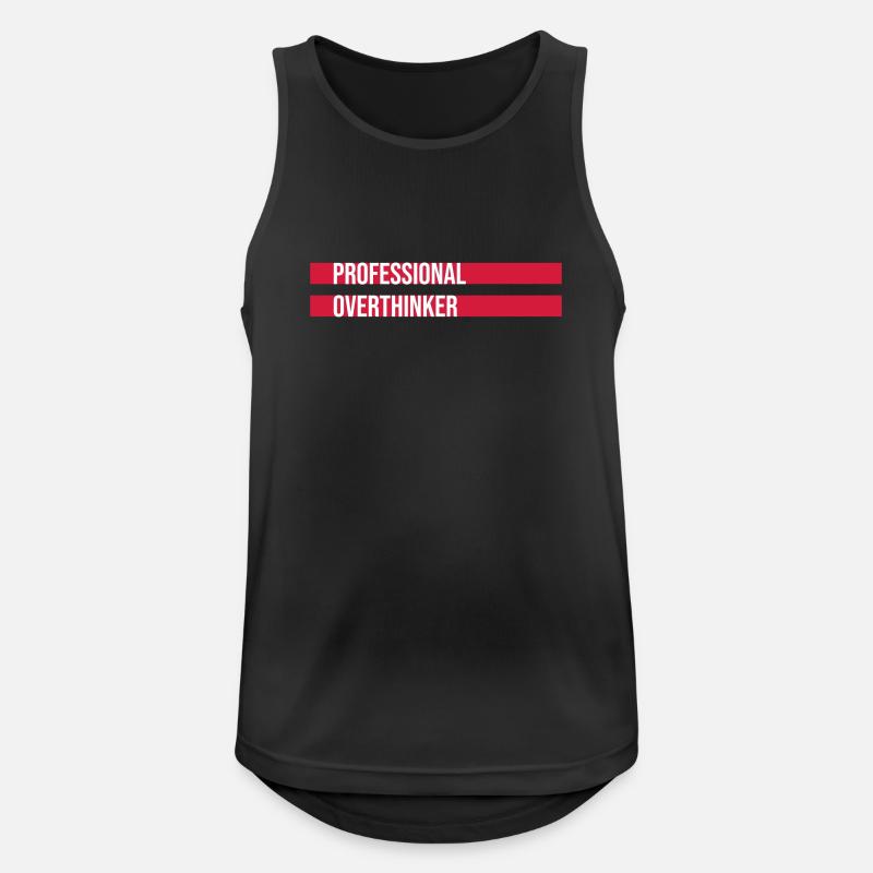 Professional Overthinker Funny Brooding Anxiety Logo - Men's Breathable Tank Top - black