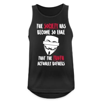 Fake Society Anonymous - Männer Tank Top atmungsaktiv - Schwarz - Vorne - Nick (188cm)