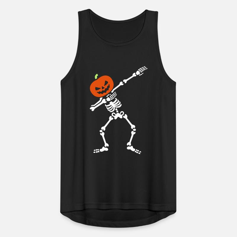 Dabbing skeleton dab pumpkin head Halloween Men's Breathable Tank Top
