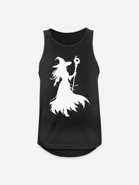 Hexen Silhouette mit Stab - Männer Tank Top atmungsaktiv - Schwarz