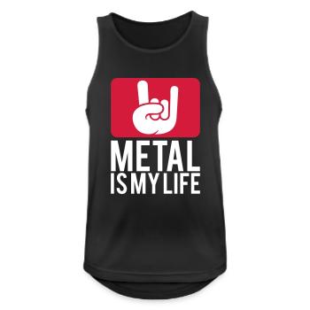 Heavy Metal Is My Life Hard Rock Hörner Text Logo - Männer Tank Top atmungsaktiv - Schwarz - Vorne - Nick (188cm)