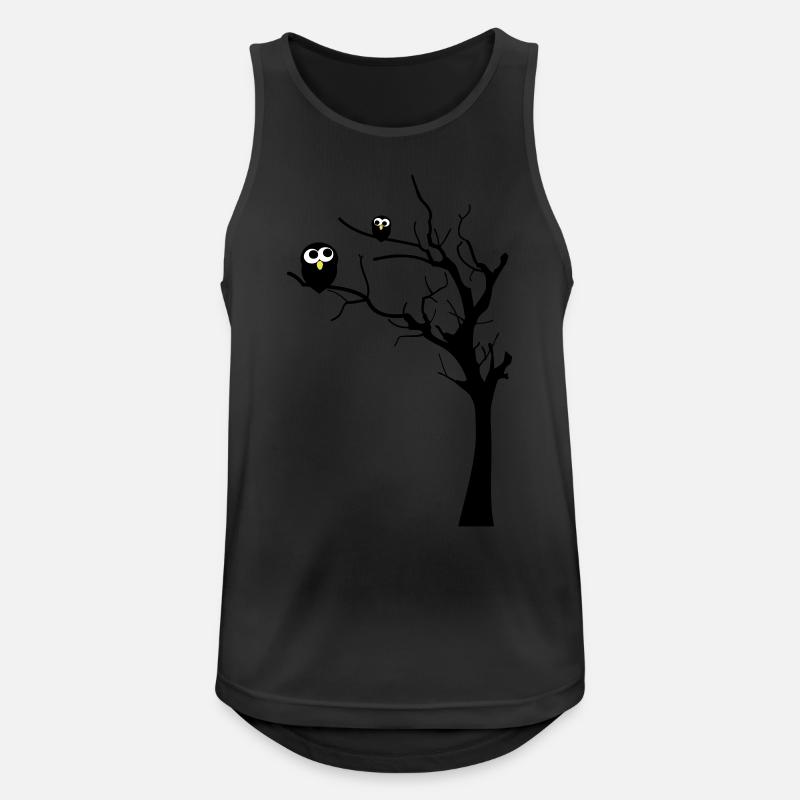Eulen auf einem Baum - Männer Tank Top atmungsaktiv - Schwarz