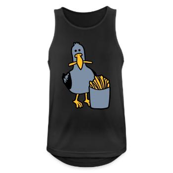 Glückliche Möwe geklaute Pommes - Männer Tank Top atmungsaktiv - Schwarz - Vorne - Nick (188cm)