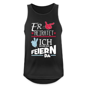 ER HEIRATET JGA - Männer Tank Top atmungsaktiv - Schwarz - Vorne - Nick (188cm)