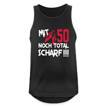 total_scharf_50 - Männer Tank Top atmungsaktiv - Schwarz - Vorne - Nick (188cm)