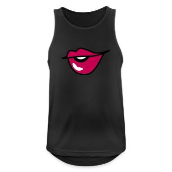 cute kissy pouting lips with a smile - Men's Breathable Tank Top - black - Front - Nick (188cm)