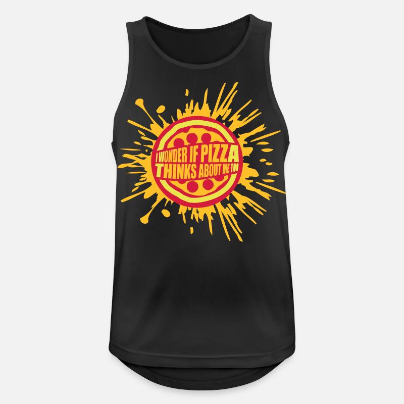 pizza thinks about me - Männer Tank Top atmungsaktiv - Schwarz