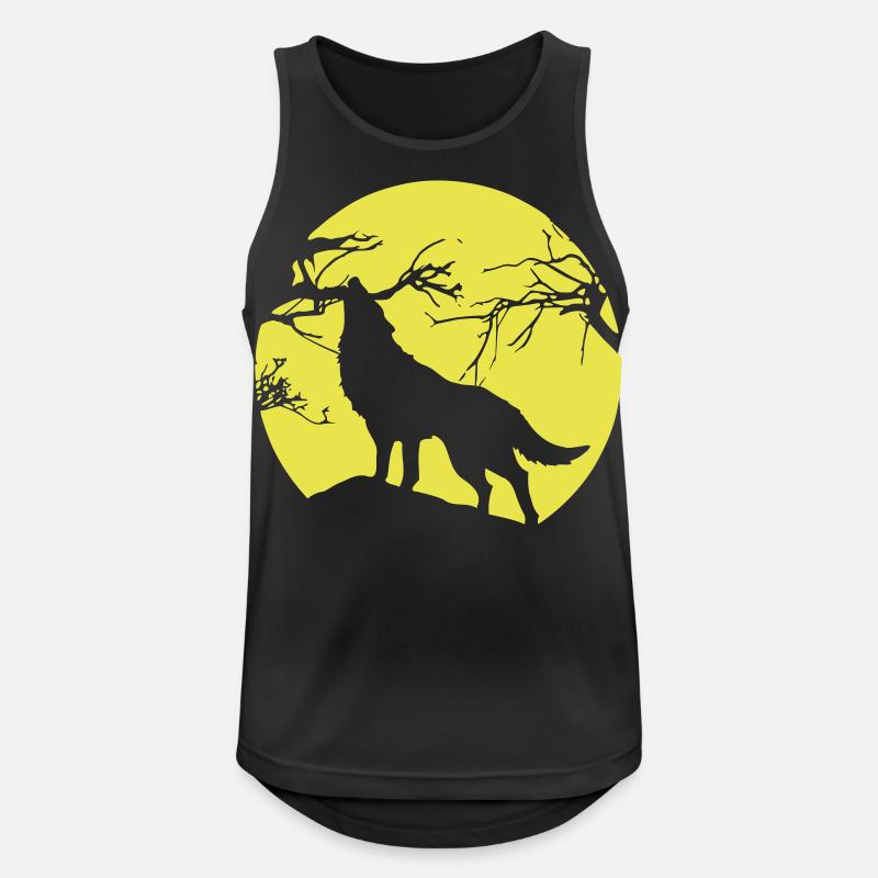 wolf - mond - baum - Männer Tank Top atmungsaktiv - Schwarz