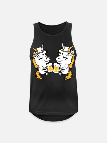 Einhorn Freunde Bier Anstoßen - Männer Tank Top atmungsaktiv - Schwarz