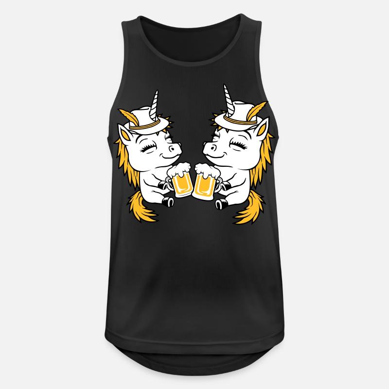 Einhorn Freunde Bier Anstoßen - Männer Tank Top atmungsaktiv - Schwarz