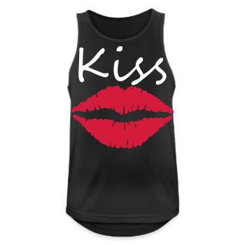 Kiss - Männer Tank Top atmungsaktiv - Schwarz - Vorne - Nick (188cm)