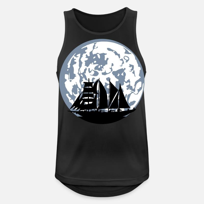 Mond Silhouette Segelschiff - Männer Tank Top atmungsaktiv - Schwarz