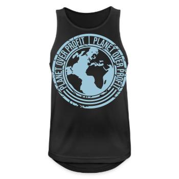 planet over profit Zitat - Männer Tank Top atmungsaktiv - Schwarz - Vorne - Nick (188cm)