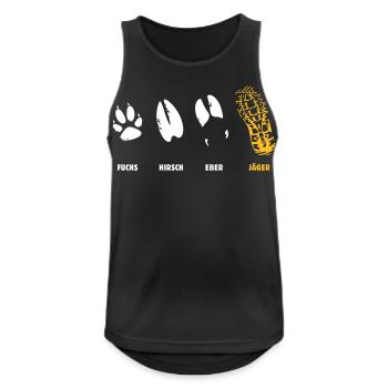 Fuchs, Reh, Eber, Jäger, Trittsiegel, Fährte - Männer Tank Top atmungsaktiv - Schwarz - Vorne - Nick (188cm)
