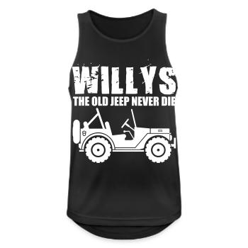 willys la vieille jeep ne meurt jamais - Débardeur respirant Homme - noir - Devant - Nick (188cm)
