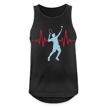 ECG de tennis Heartbeat | Couleurs changeantes - Débardeur respirant Homme - noir - Devant - Nick (188cm)